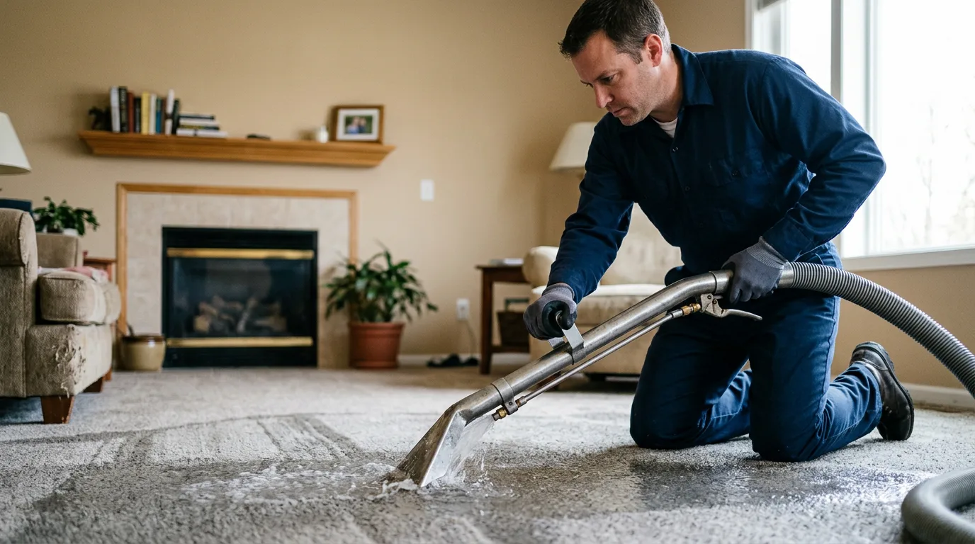 Water damage restoration technician working near Bangor, MI